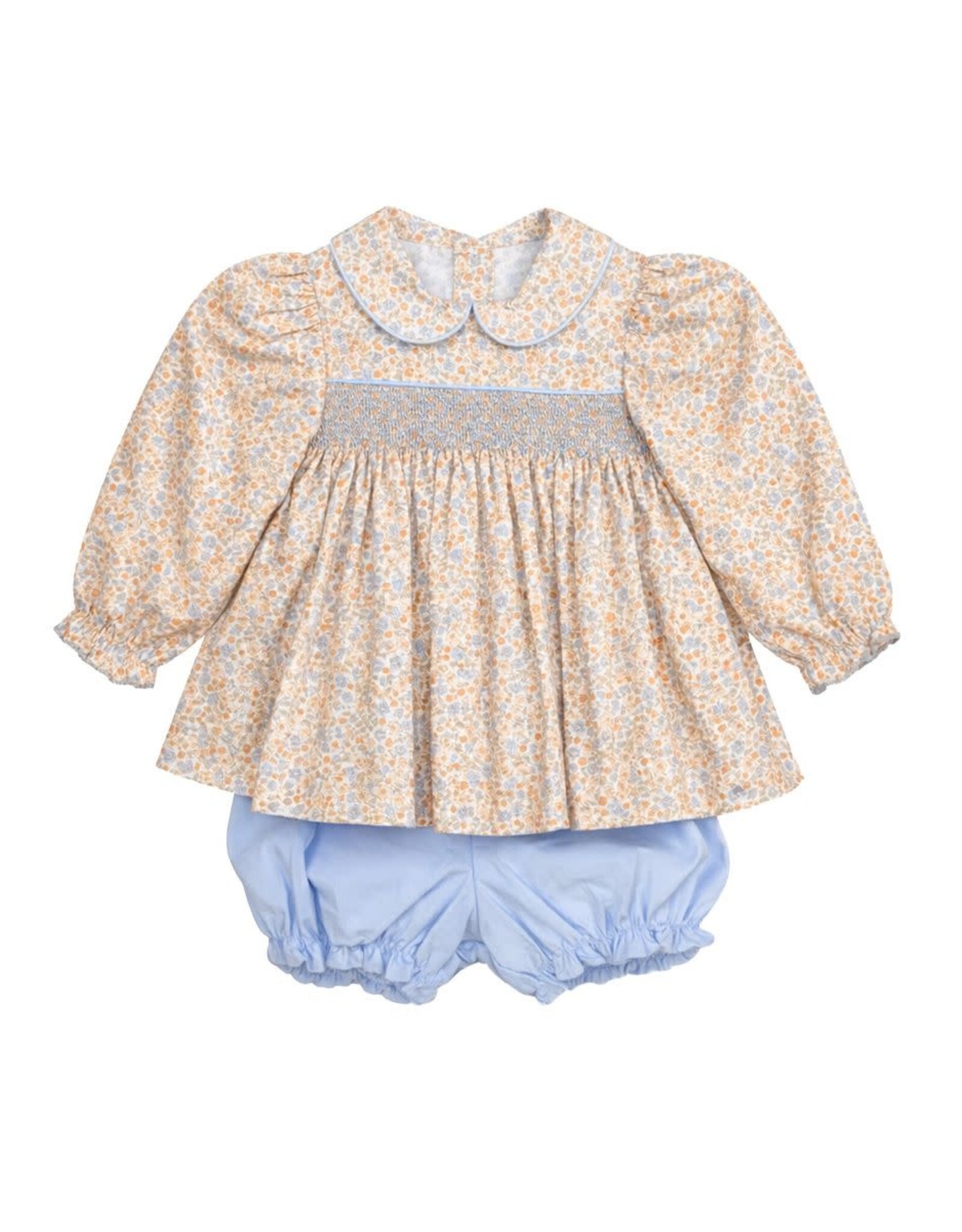 Krewe Kids Cora Smocked LS Bloomer Set, Fall Ditsy Floral