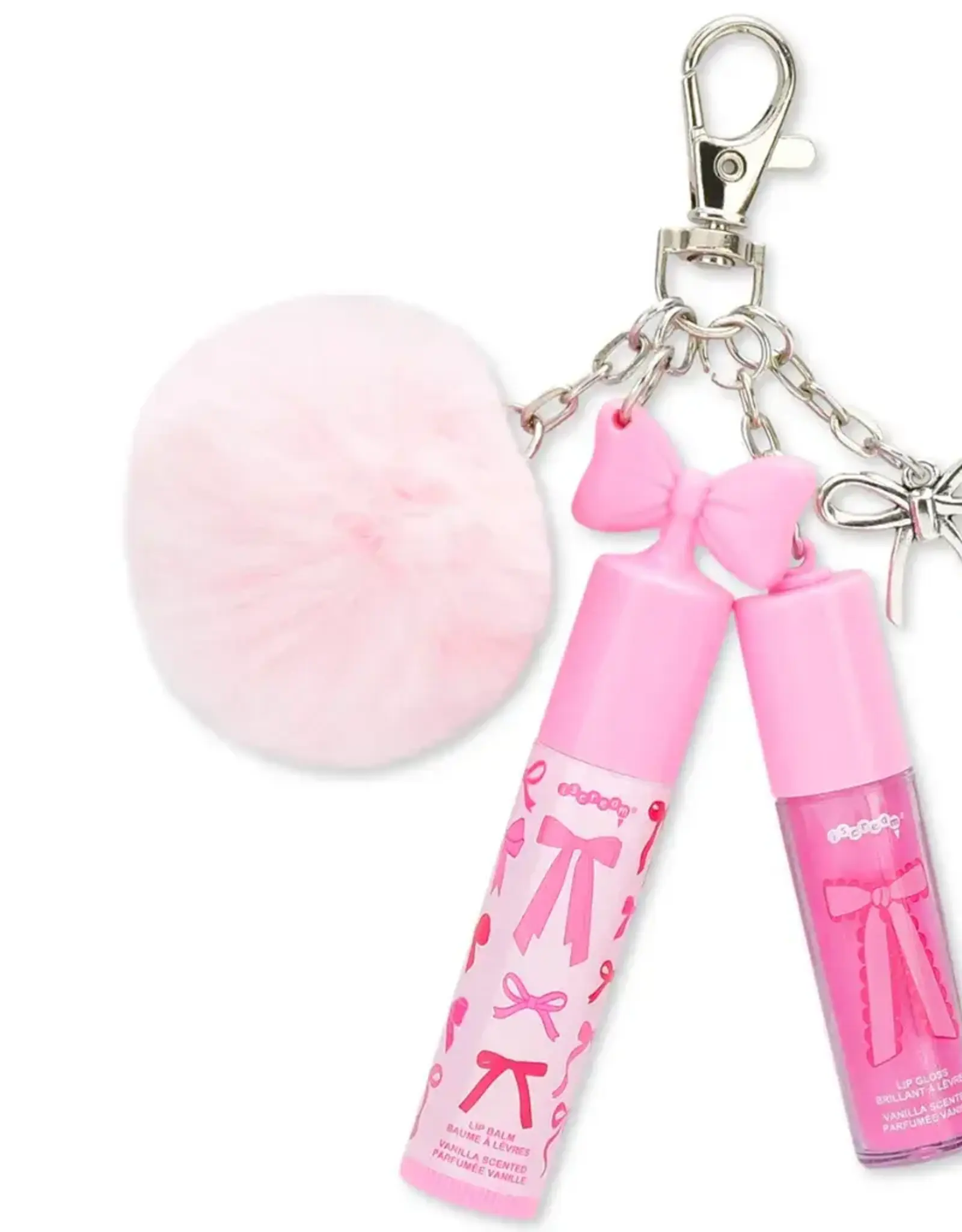 Iscream Bow Lip Gloss & Lip Balm Key Chain Set