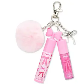 Iscream Bow Lip Gloss & Lip Balm Key Chain Set