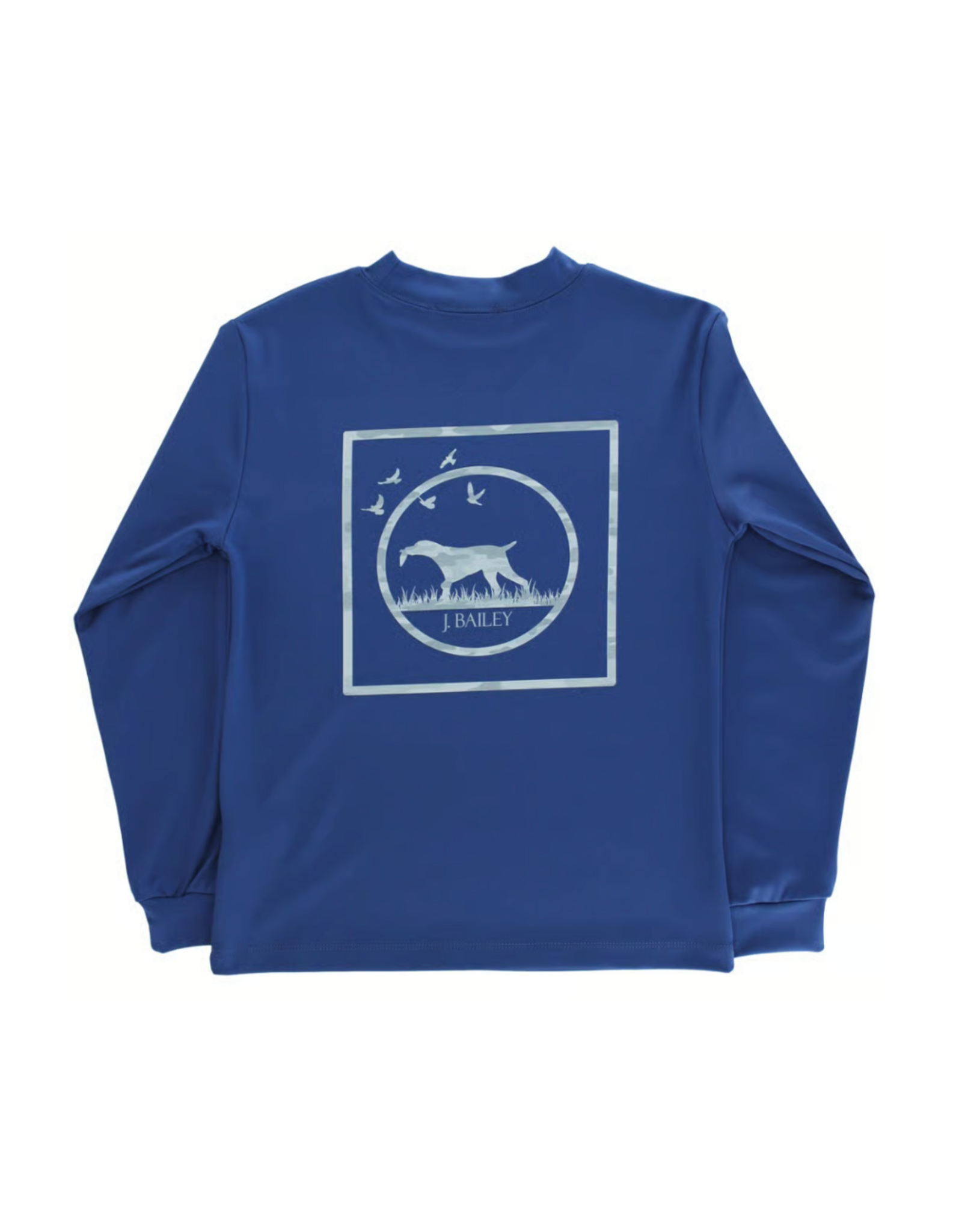 The Bailey Boys LS Performance Logo Tee, Camo Dog on Denim