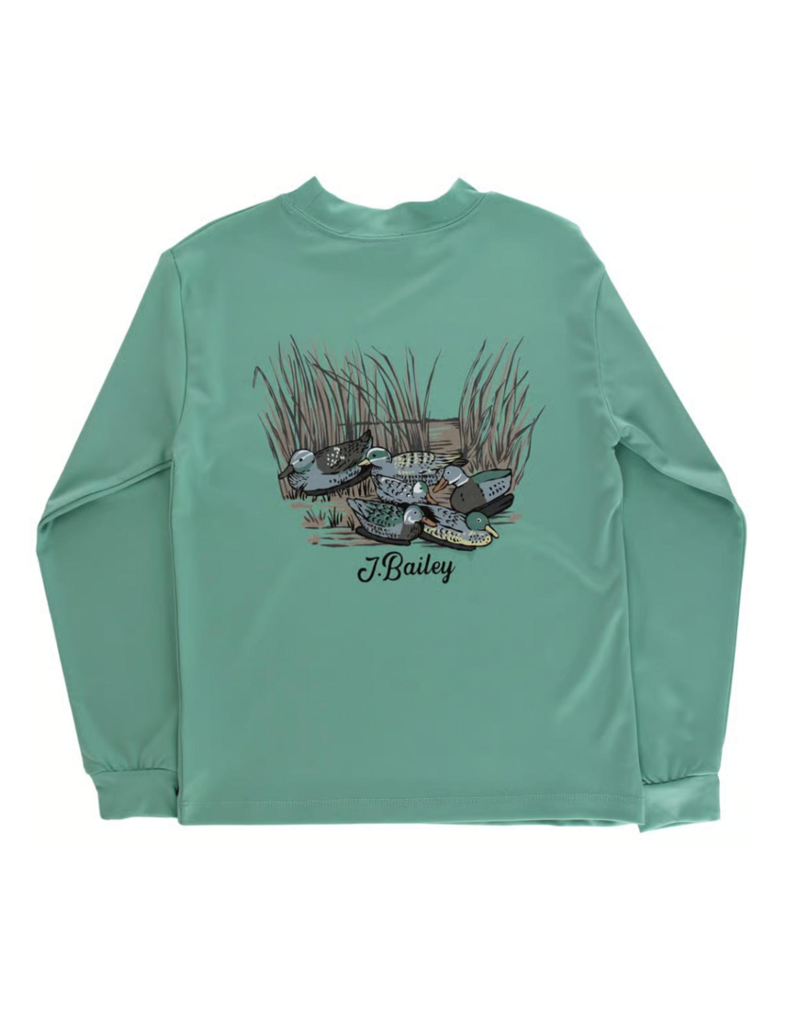 The Bailey Boys LS Performance Logo Tee, Decoy on Green