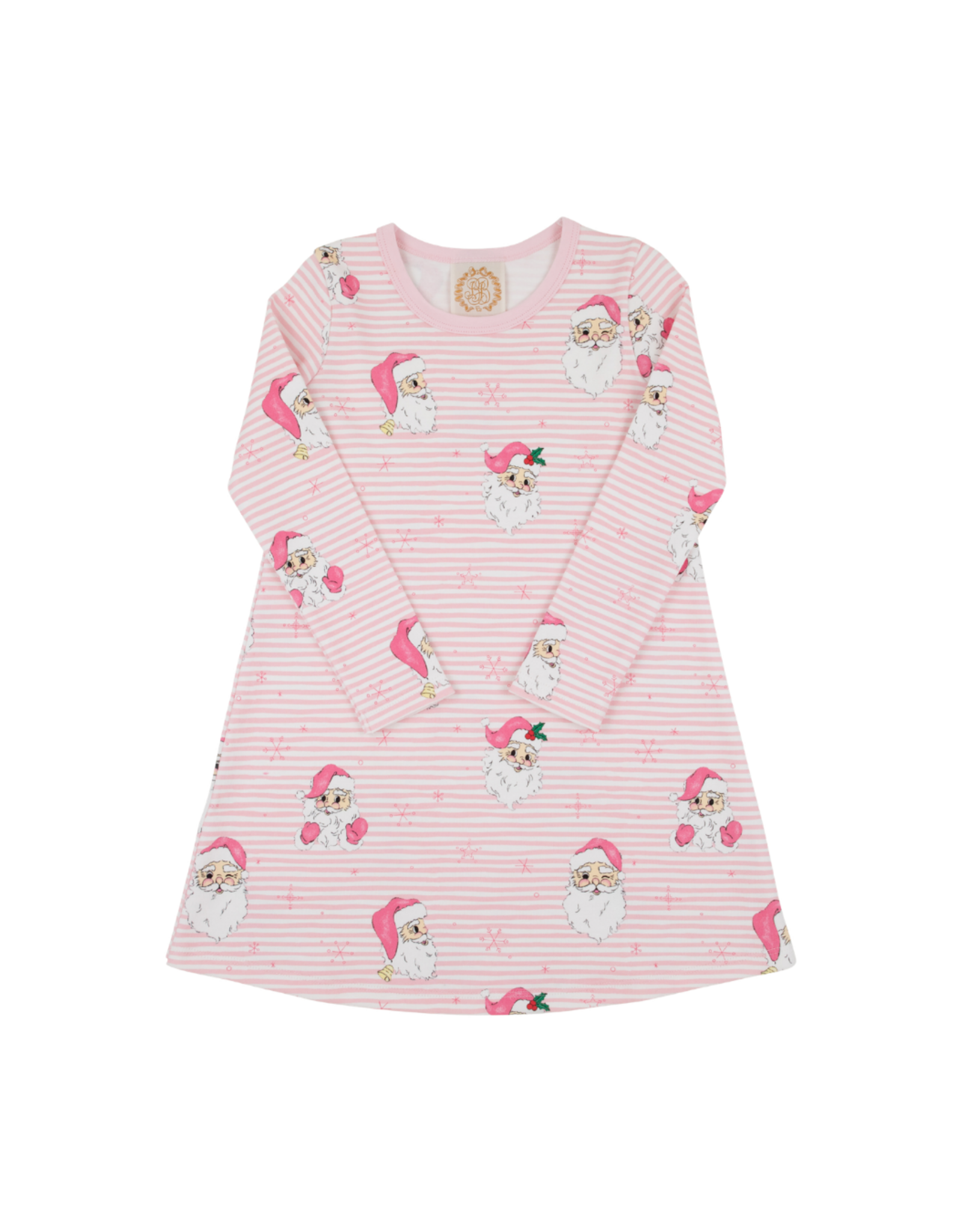 The Beaufort Bonnet Company LS Polly Play Dress, Dear Santa Pink Stripe