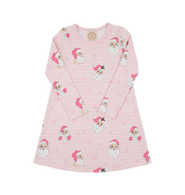 The Beaufort Bonnet Company LS Polly Play Dress, Dear Santa Pink Stripe