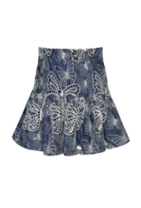 Hannah Banana Blue Butterfly Embroidered Chambray Skirt