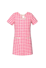 Hannah Banana Pink Houndstooth A-Line Dress w/ Sequin Trim