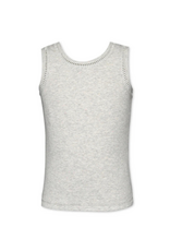 Hannah Banana Gray Ribbed Tank Top with Embroidered Trim