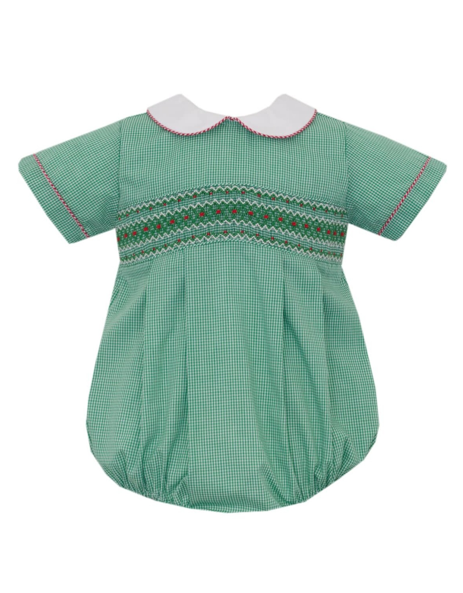 Petit Bebe Sebastian Smocked Green Gingham Bubble