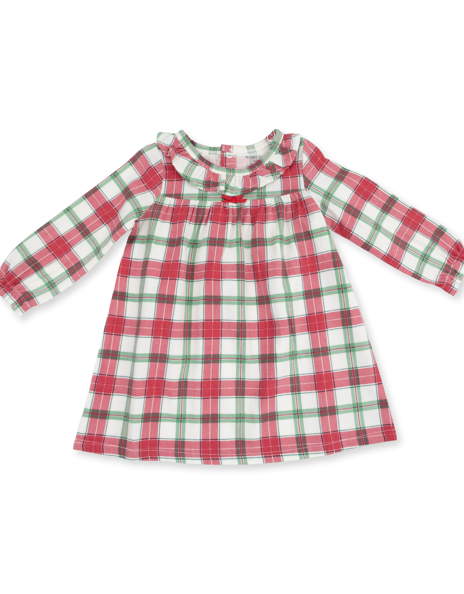 Angel Dear Holiday Plaid LS Gown w/ Ruffle Collar
