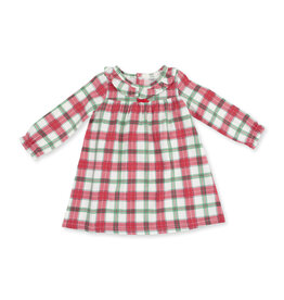 Angel Dear Holiday Plaid LS Gown w/ Ruffle Collar