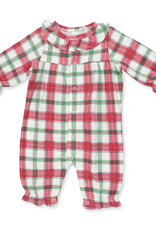 Angel Dear Holiday Plaid LS Ruffle Collar Romper