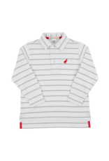 The Beaufort Bonnet Company Prim and Proper LS Polo, Grantley Gray Stripe/Red