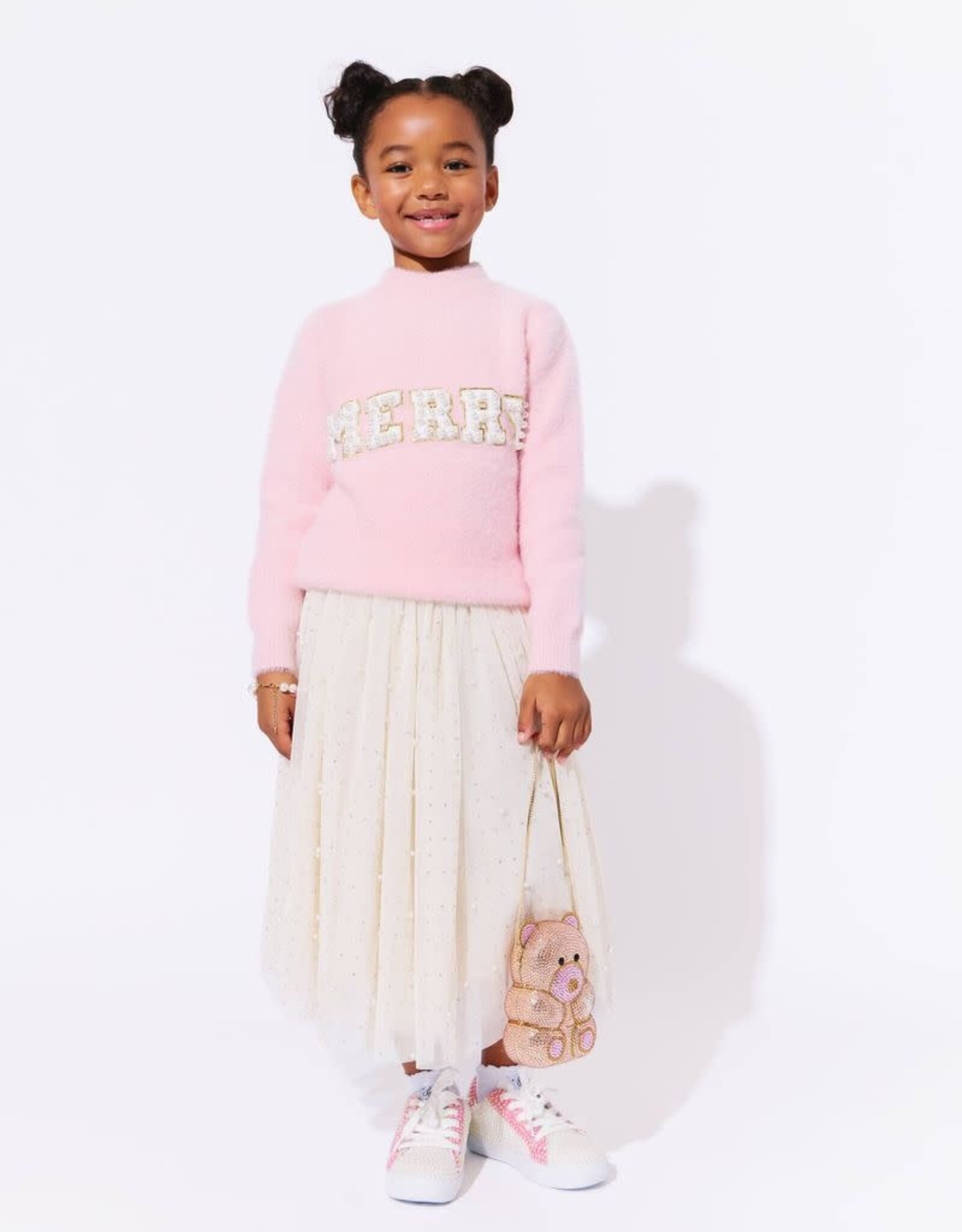 Lola and the Boys Pink Merry Pearl Sweatshirt