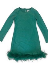 Lola and the Boys Emerald Shimmer Feather Dress