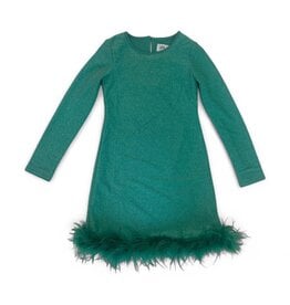 Lola and the Boys Emerald Shimmer Feather Dress