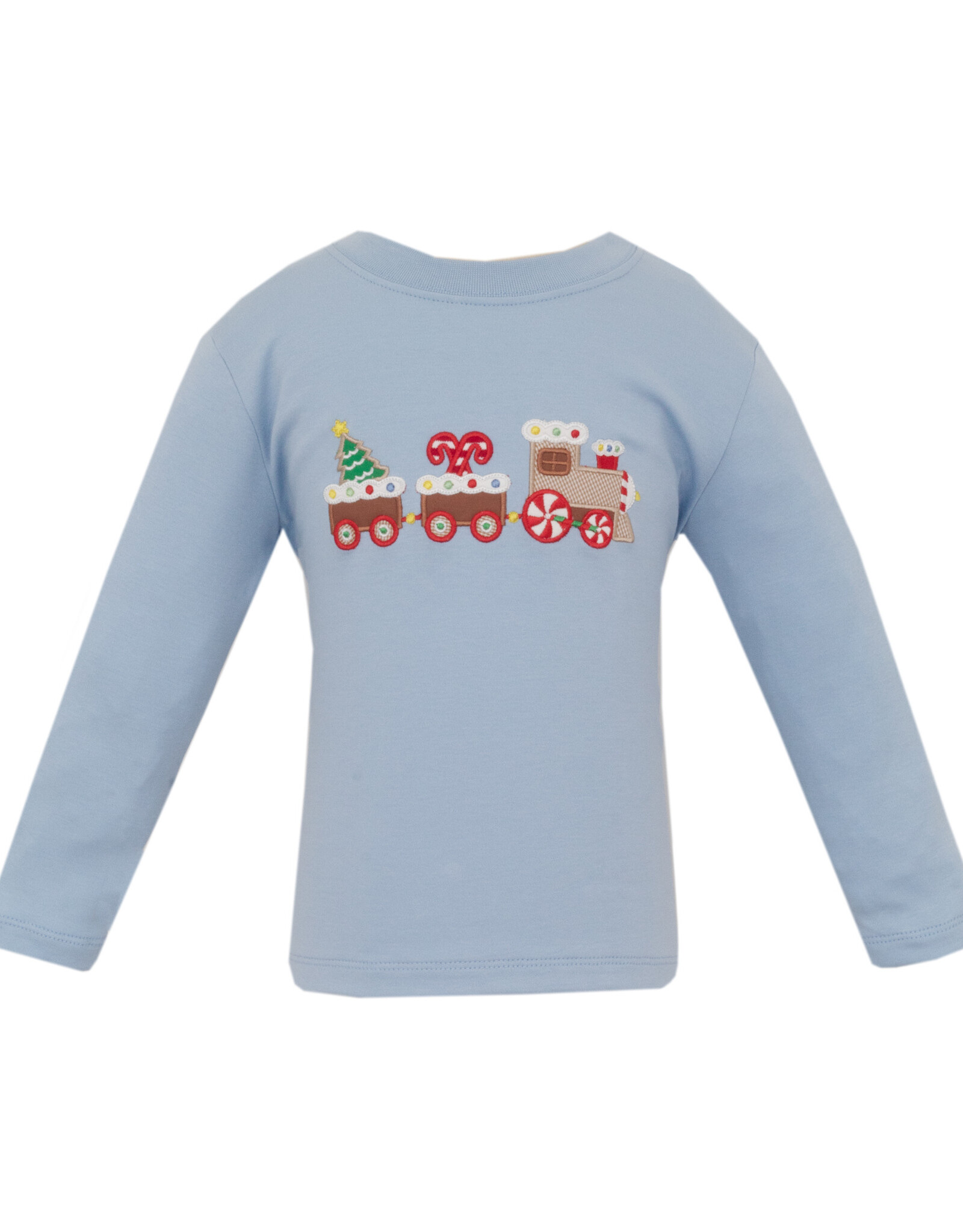 Claire and Charlie Blue Gingerbread Train Tshirt
