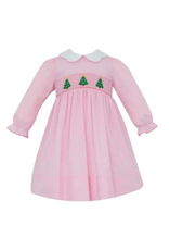 Petit Bebe Xmas Tree Pink Microcheck LS Dress
