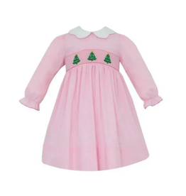 Petit Bebe Xmas Tree Pink Microcheck LS Dress