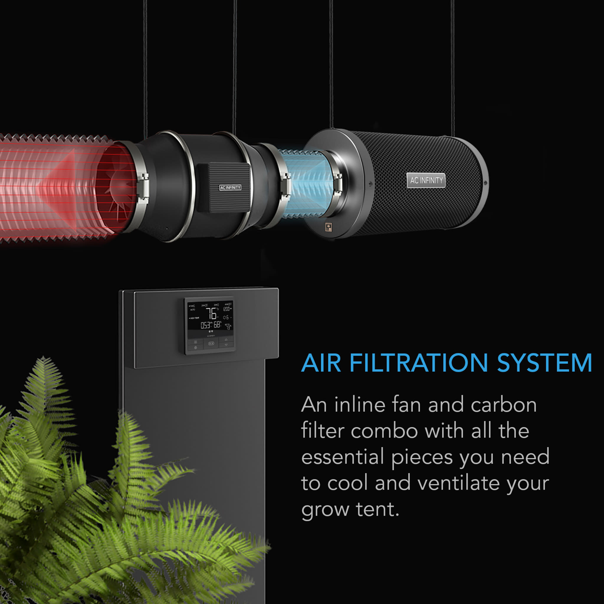 AC INFINITY AIR FILTRATION KIT PRO 8, Inline Fan, Smart Controller, Carbon  Filter & Ducting Combo - Year-Round Garden