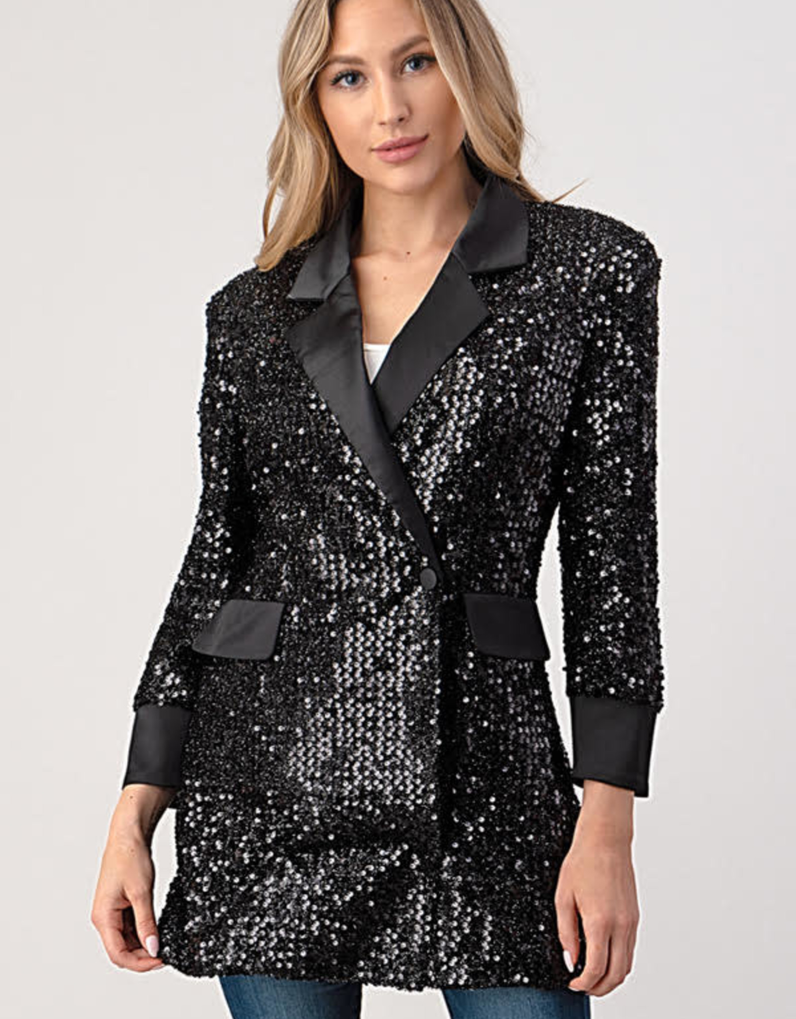 black sequin tuxedo dress