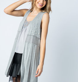 Vocal Grey Mesh Vest w/Pearl Embellishment