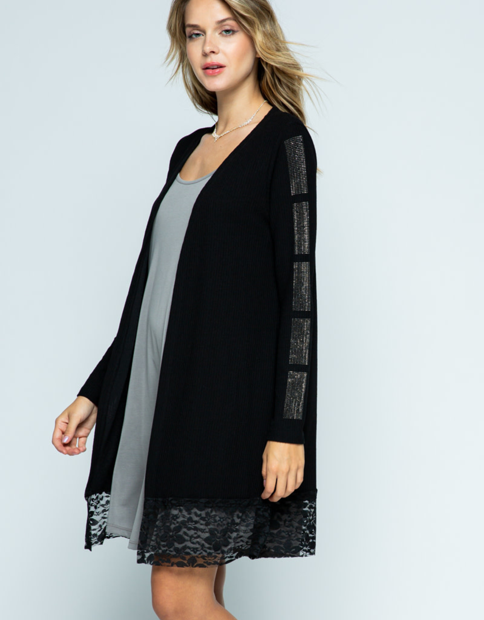 Long Cardi w/Lace and Stones