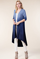 Long Stone Embellished Navy Ombre Cardigan Duster