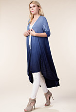 Long Stone Embellished Navy Ombre Cardigan Duster