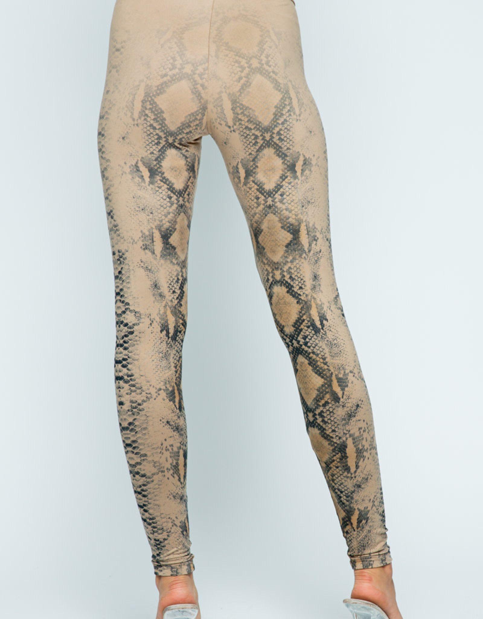 Vocal 6106 Snake Print Leggings Tan