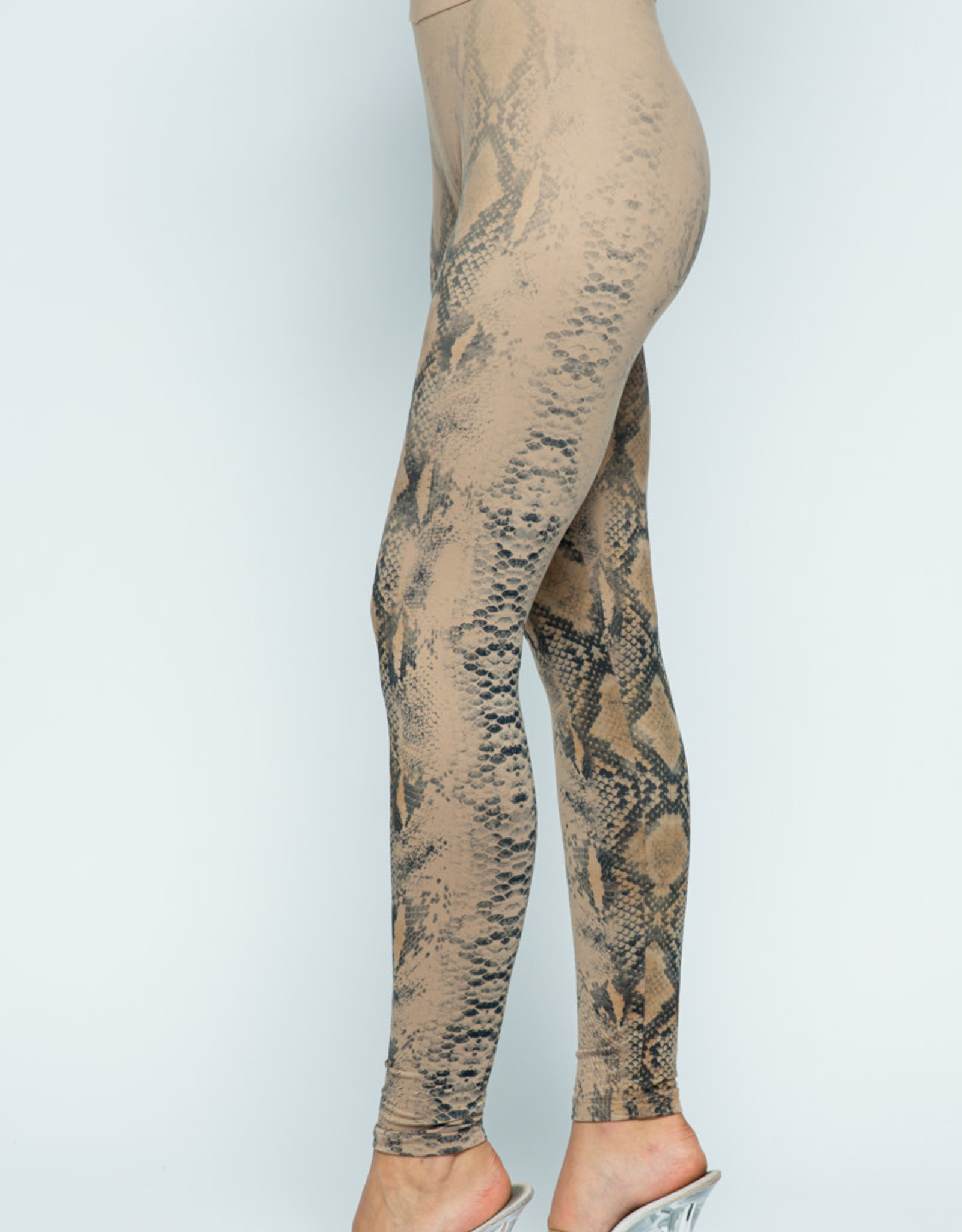 Vocal 6106 Snake Print Leggings Tan