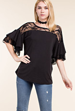 Vocal 6100 Ruffled Lace SS Blk