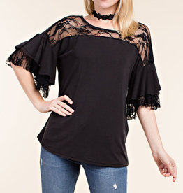 Vocal 6100 Ruffled Lace SS Blk