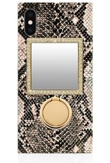 iDecoz Square Tech Mirror - Gold/Clear Crystals