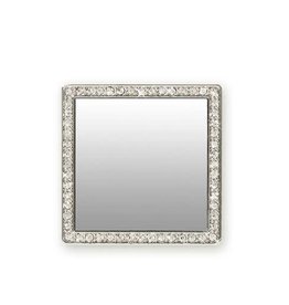 iDecoz Square Tech Mirror- Silver/Clear Crystals