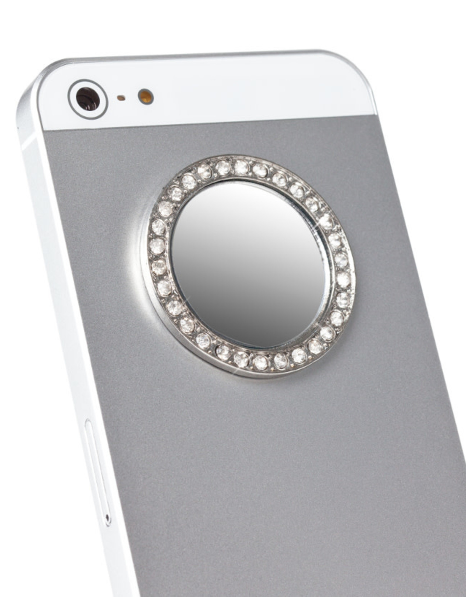iDecoz Oval Tech Mirror - Silver/Clear Crystals