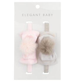 Elegant Baby Velvet Bow Gry Pnk