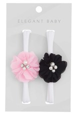 Pink/Black Flower Headband