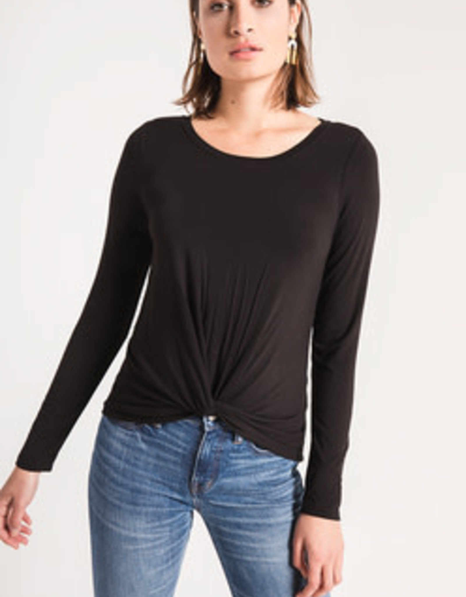 Z Supply Twist Front L/S Tee Blk