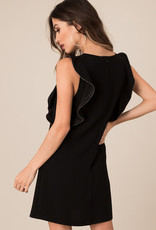 Black Swan Statement Ruffle Sleeve Dress