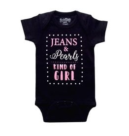 Sara Kety Onesie Jeans Pearls 6-12 Months Blk