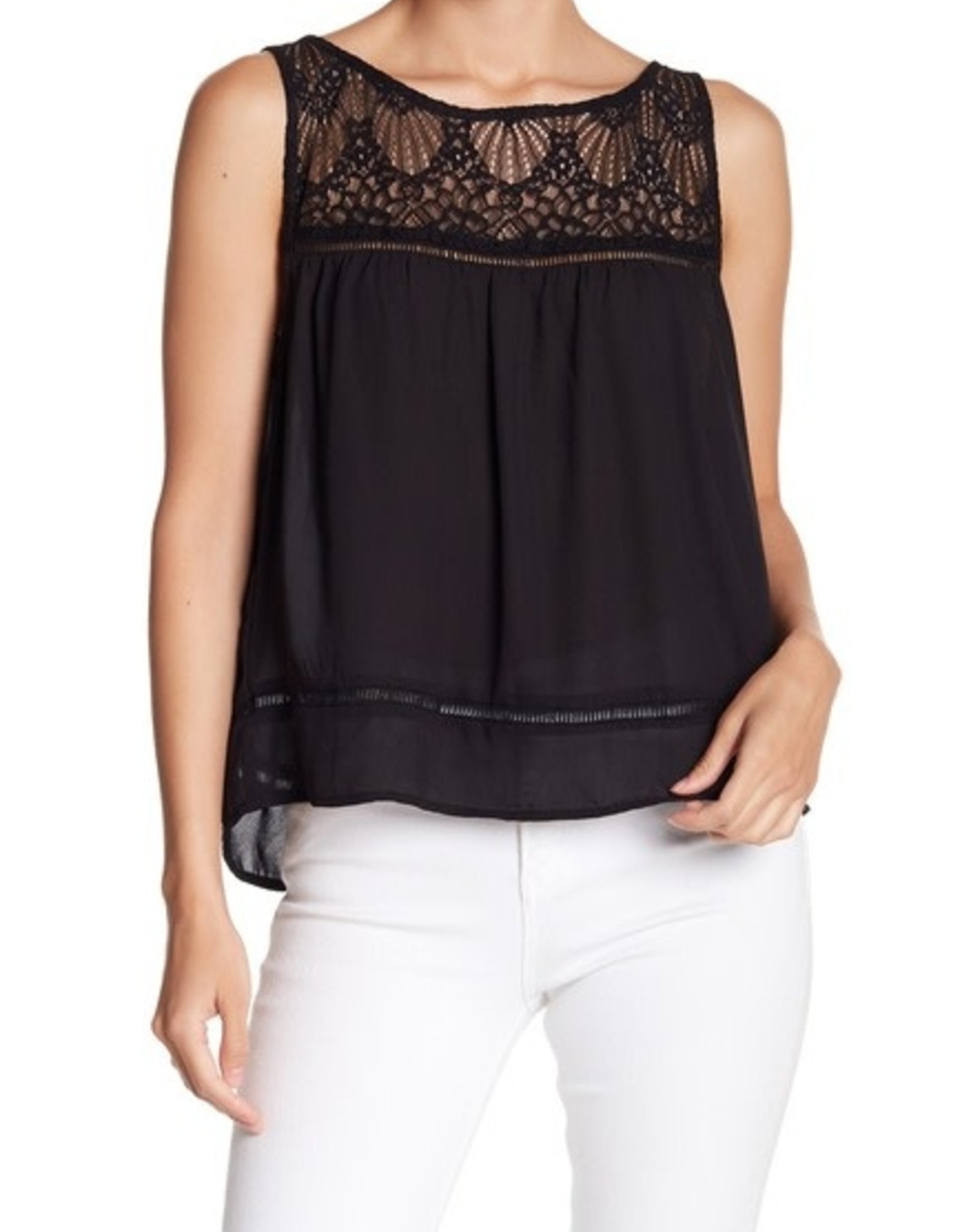 Button Split- Back Lace Tank