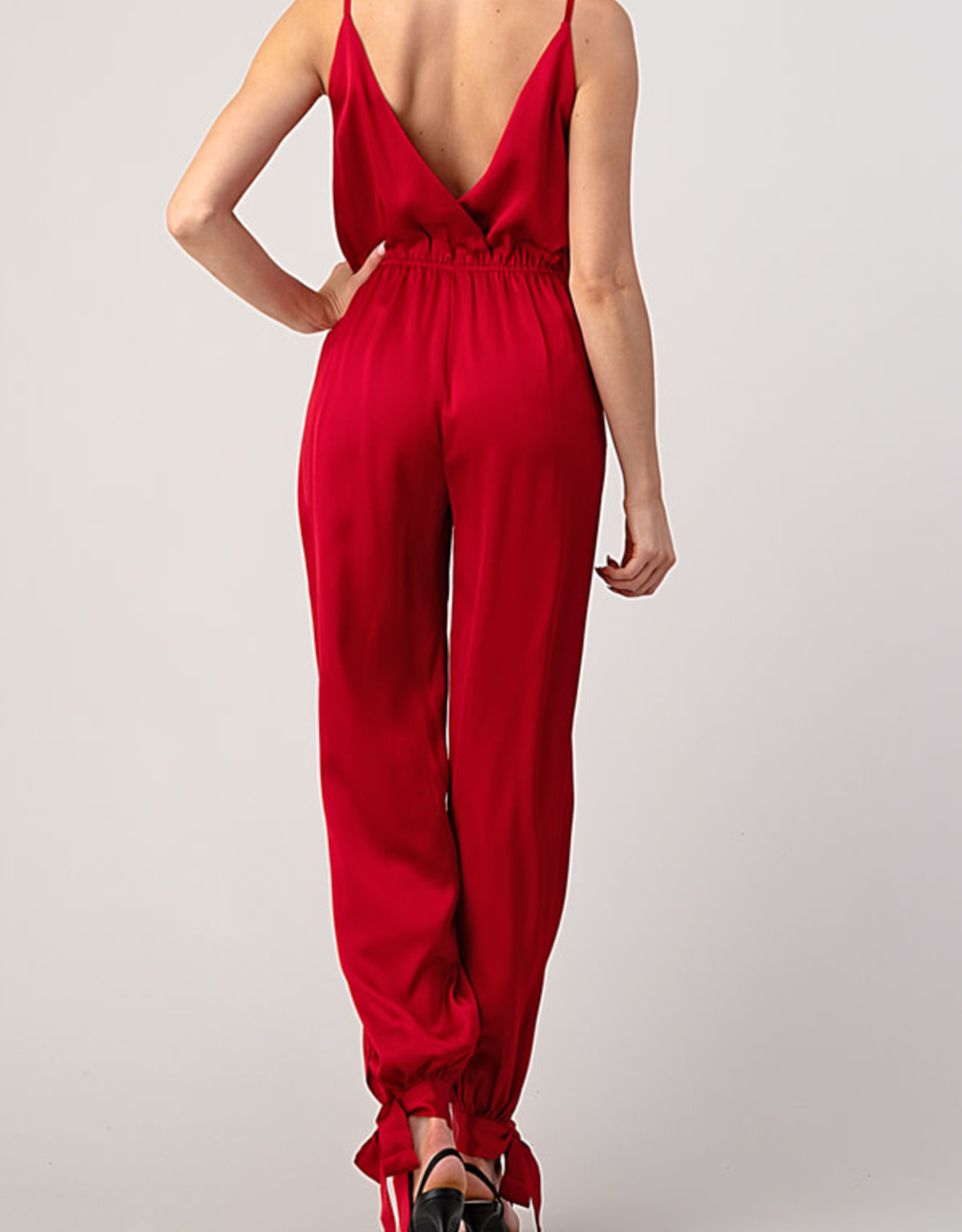 Deep V Ankle Tie  Jumpsuit