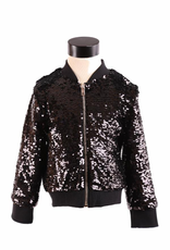 L/S Allover Sequin Zip-Up Jacket Black