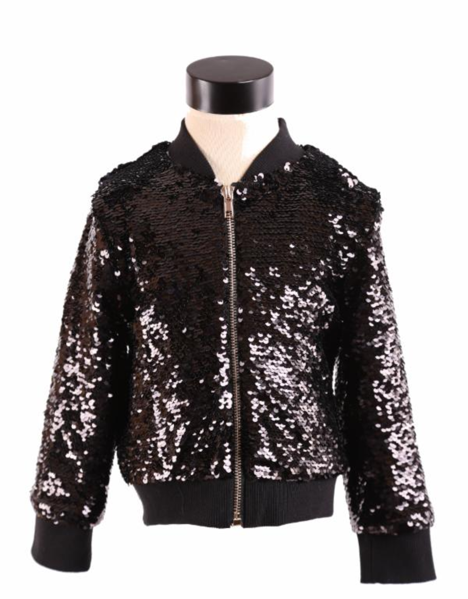 L/S Allover Sequin Zip-Up Jacket Black