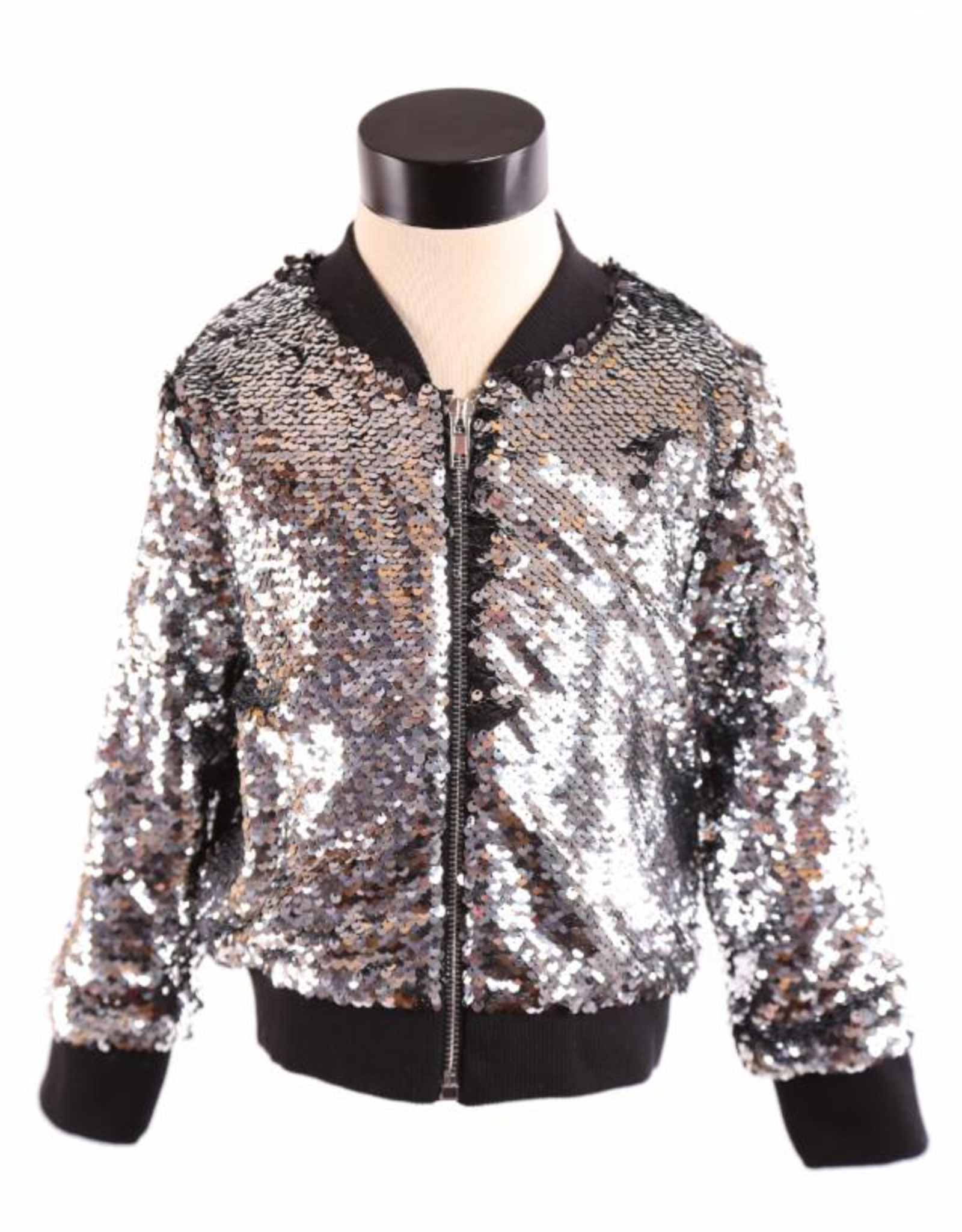 L/S Allover Sequin Zip-Up Jacket Silver