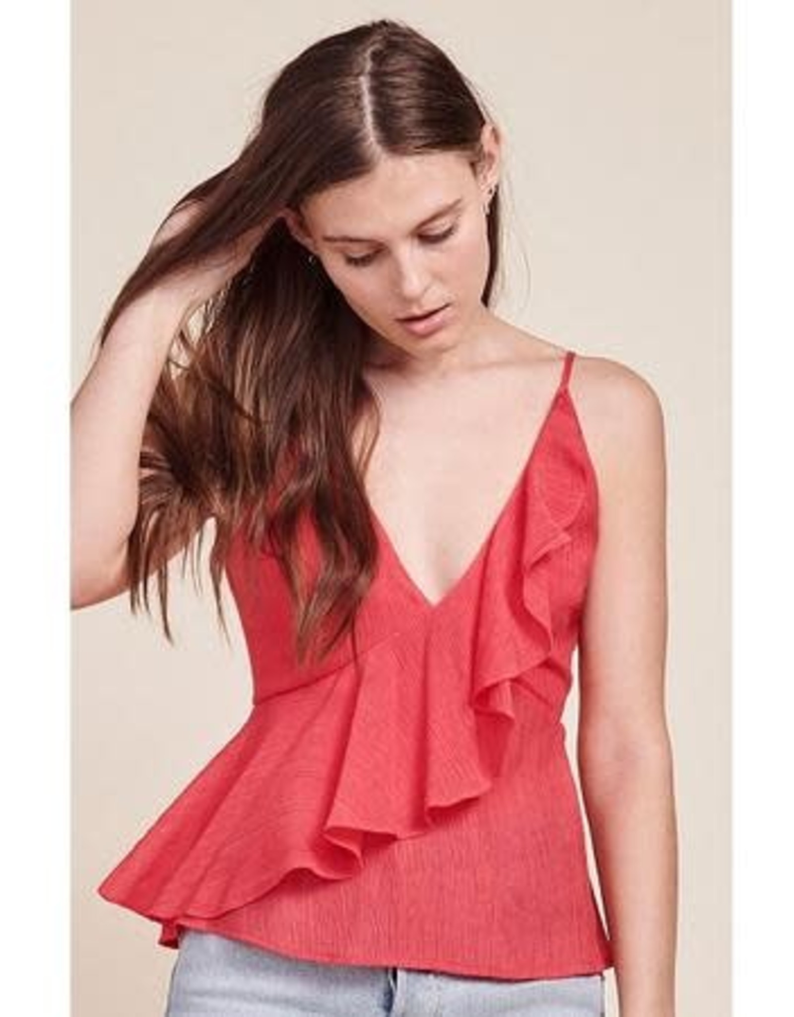 BB Dakota Deep V Ruffle Tank