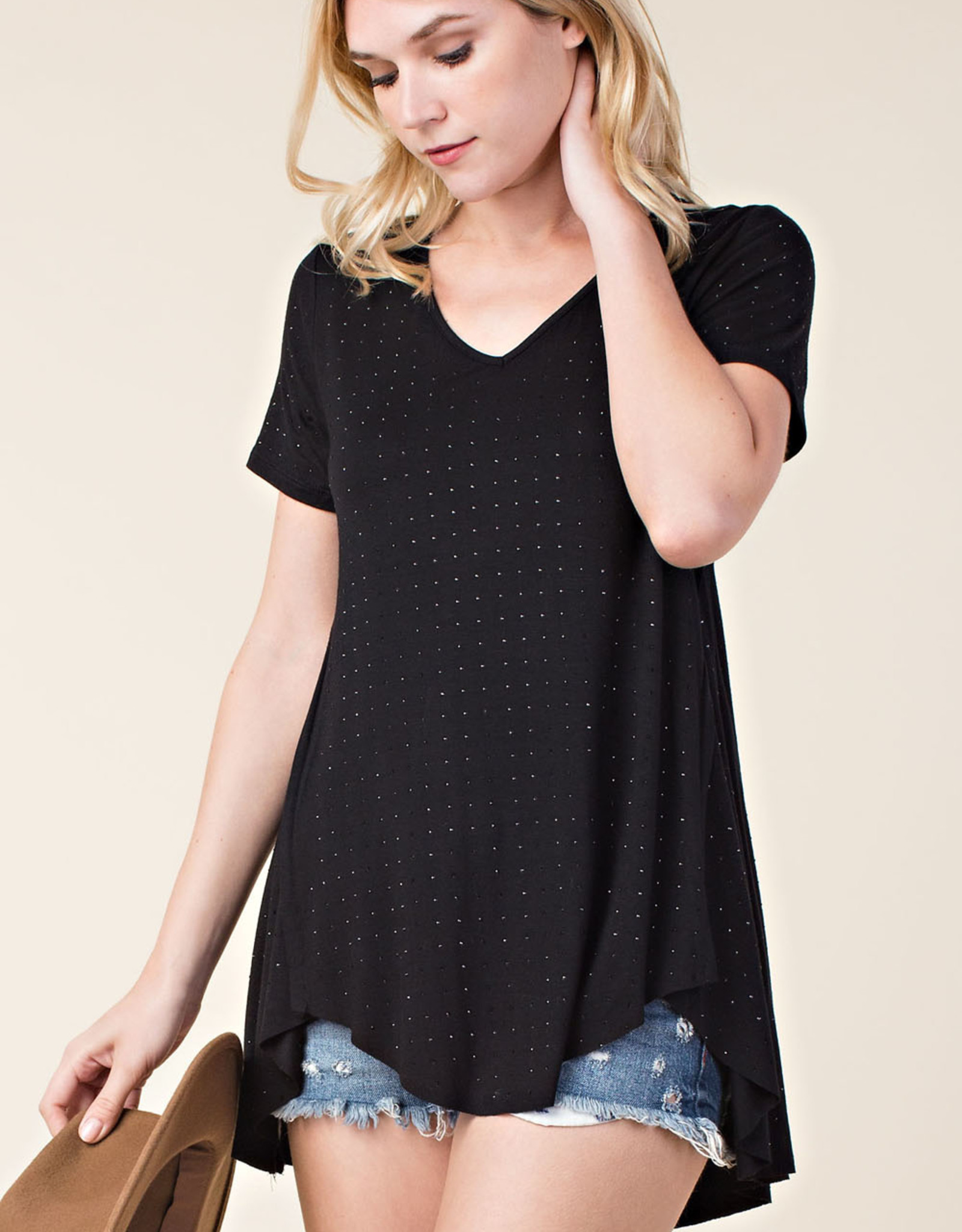 Stone Embellished Blk T