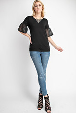 Stripe Flutter Sleeve Blk