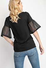 Stripe Flutter Sleeve Blk