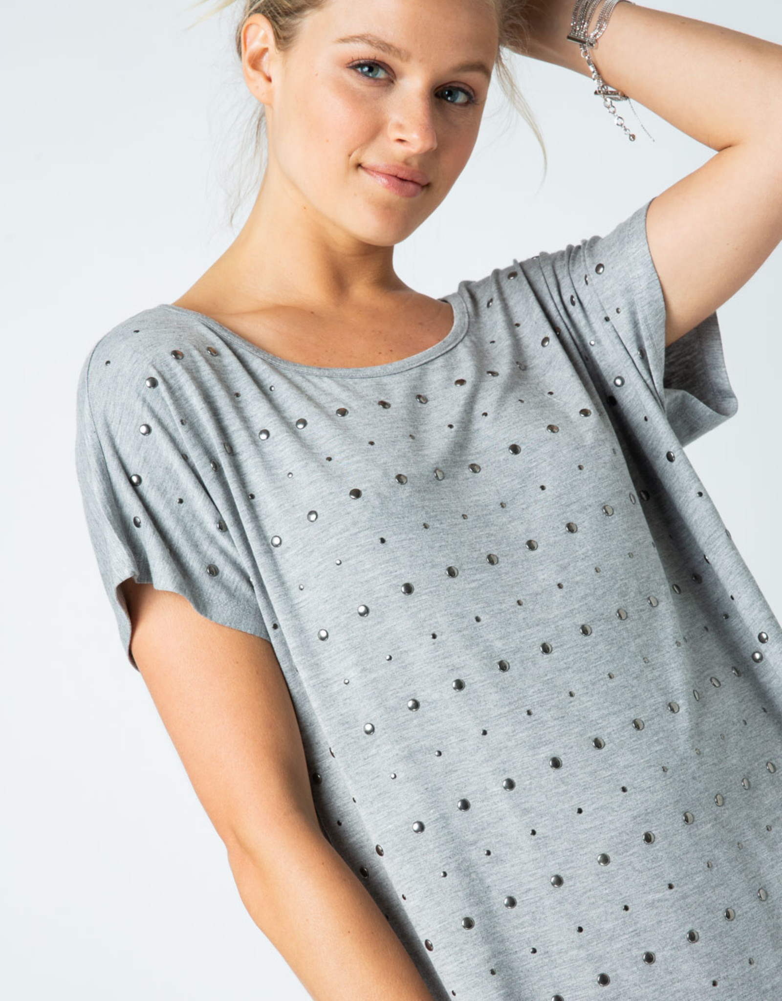 Stud Embellished H Grey