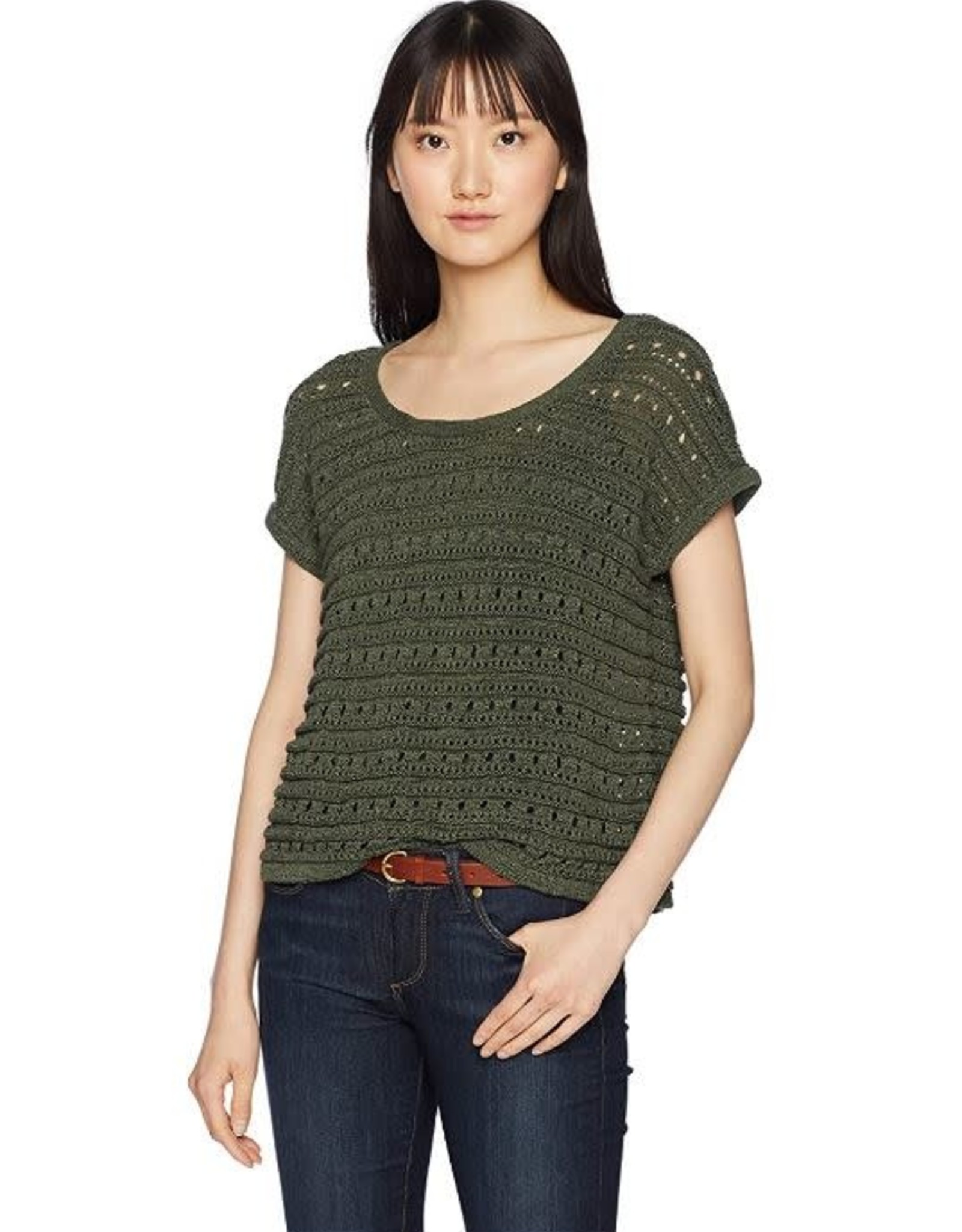 BB Dakota Olive Crop Short Sleeve Sweater